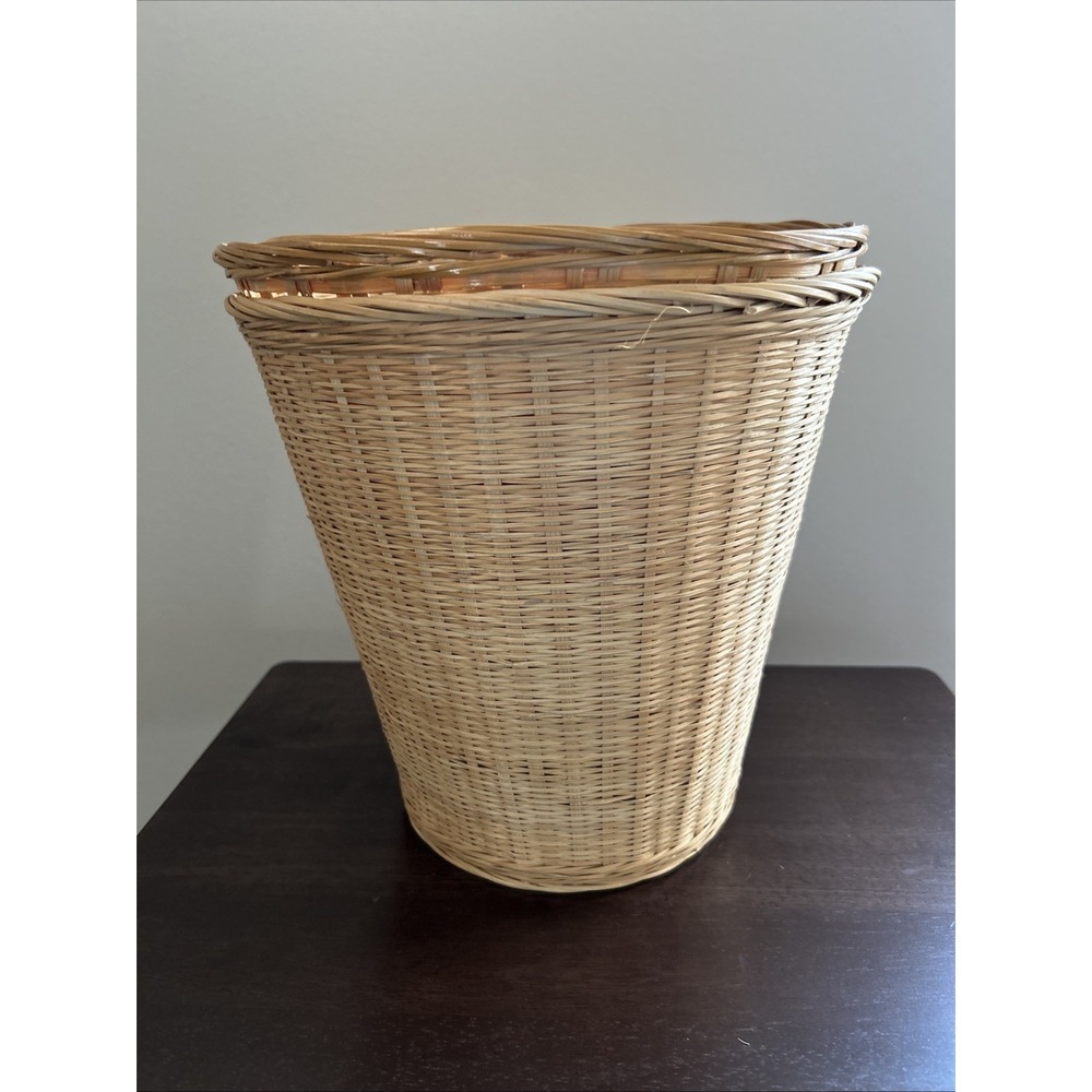 Vintage Handmade Wicker Waste Baskets Lot‎ 2 People's Republic Of China